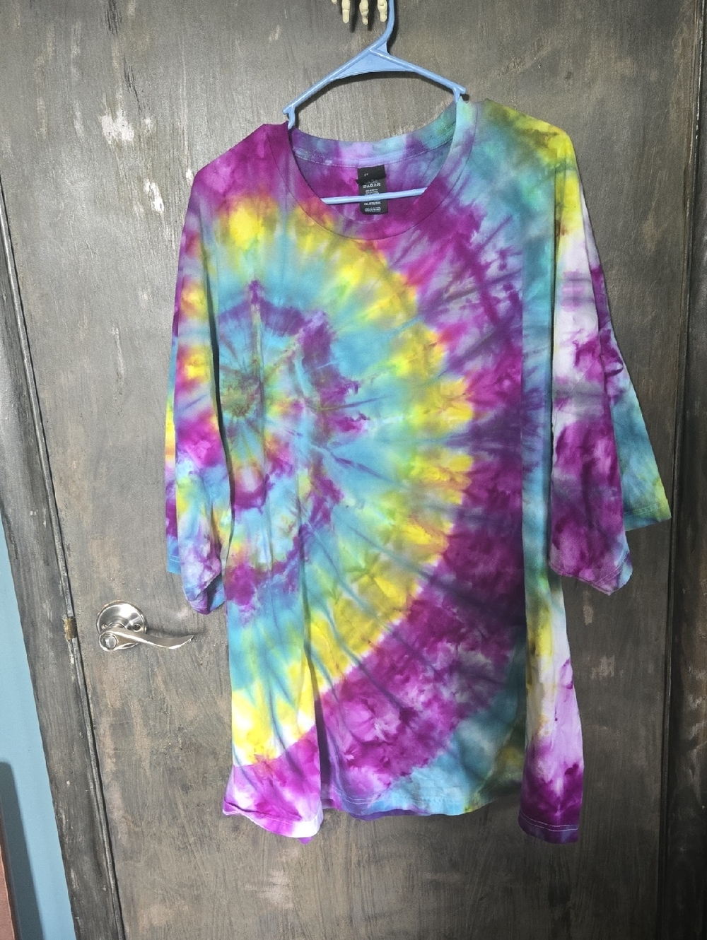 Hanes Tie-Dye Tee in Purple, Yellow & Blue